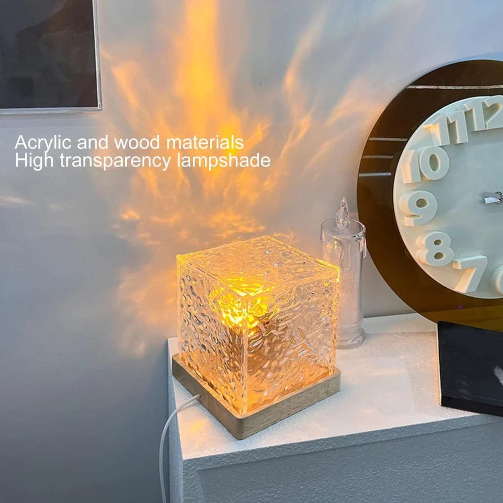 Dynamic Water Reflection Night Lamp | Night Table Lamp For Bedroom Home Decor Lights Nighlight Crystal Lamp Dynamic Water Reflection Night Lamp