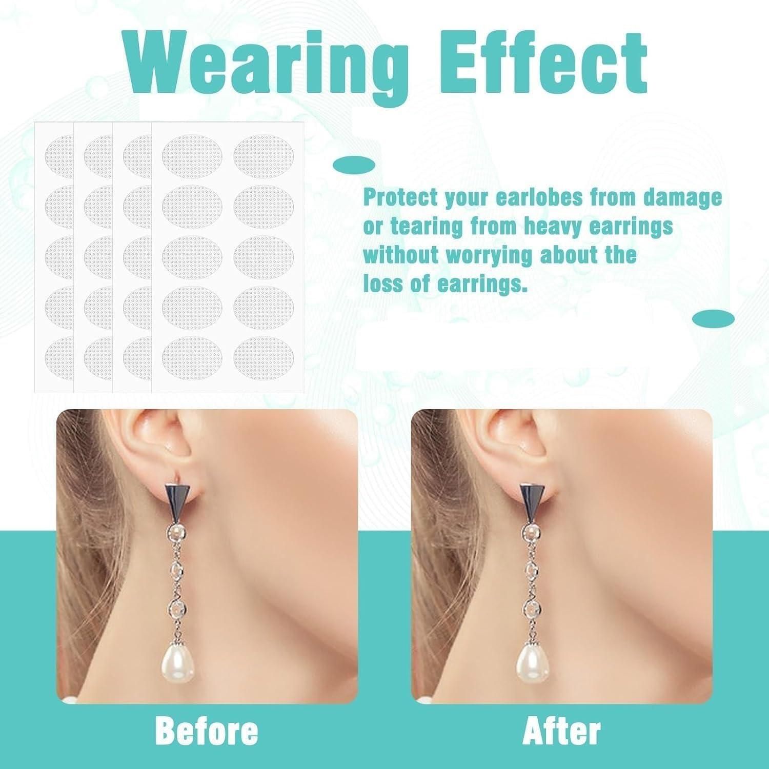 Earlobe Support Patches (100 PCS) | Earring Lobe Hole Heavy Earing Support Sticker Invisible Packs - Premium Earlobe Support Patches (100 PCS)