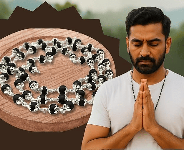 Ebony Wood Karungali Malai | Silver Pendant Plated Rudraksha Mala Jewellery Ebony Wood Karungali Malai