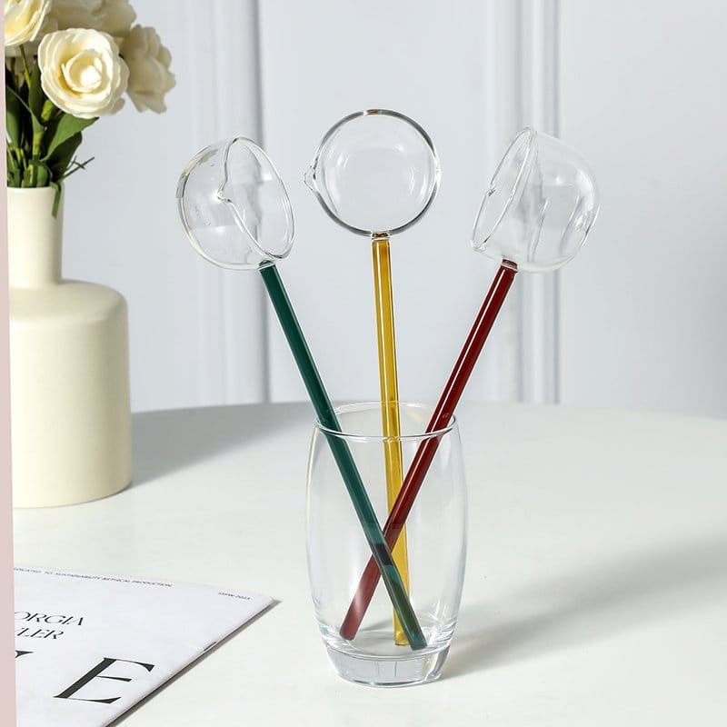 Elegant Glass Stirring Spoon | Tea Spoon Kitchen Serving Glass Spoons Big Mixing Long Handle Kitchen Tools Elegant Glass Stirring Spoon