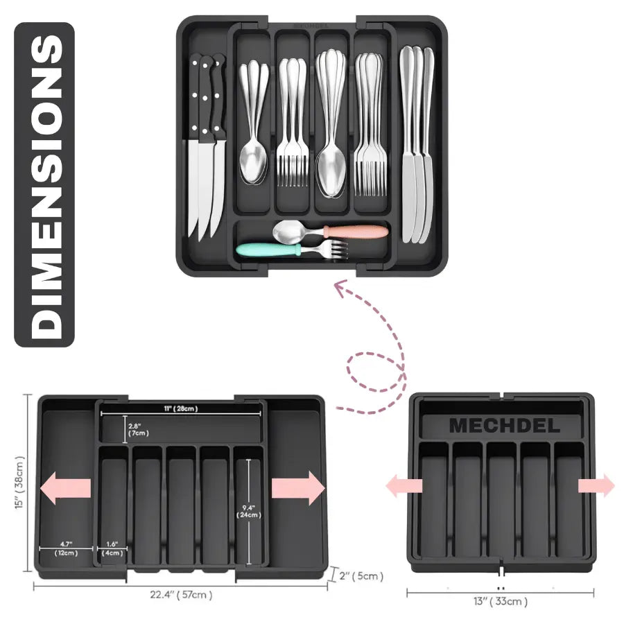 Expandable Drawer Organiser Tray | Drawer Organizer Kitchen Plastic Tray Storage For Utensils Kitchen Organizers Expandable Drawer Organiser Tray