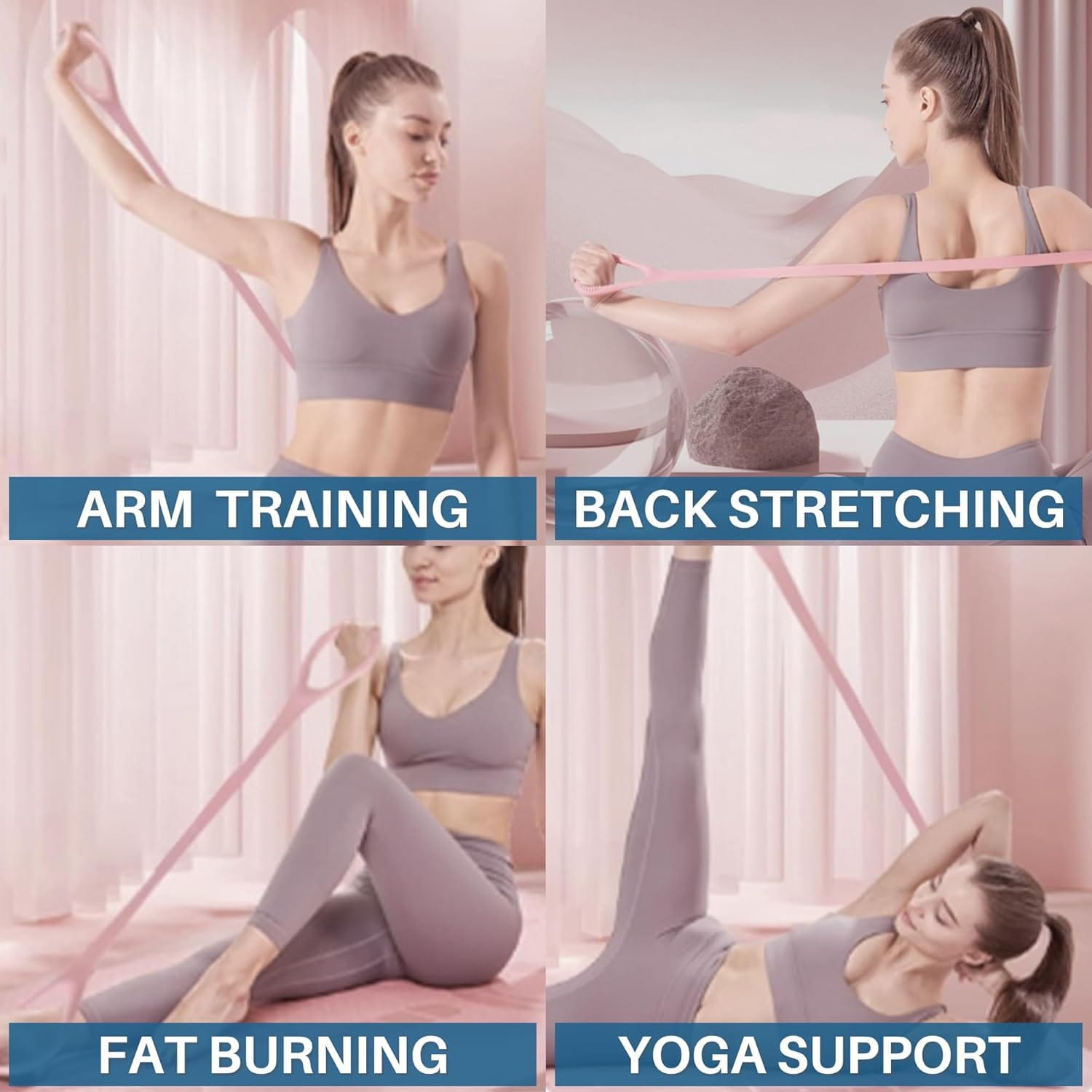 Fitness Elastic Resistance Band (Set of 2) | Resistance Bands Exercise Workout Strength Training Gym Workout Fitness Elastic Resistance Band (Set of 2)