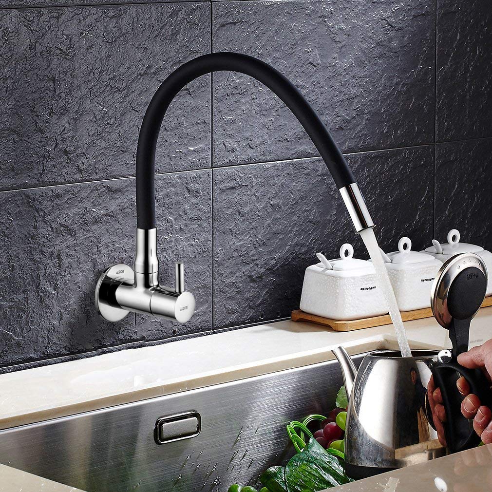 Flexible Water Tap Extender (Pack of 2) | Kitchen Tap Extension Faucet For Sink Extender Pipe - Black - Flexible Water Tap Extender Household Flexible Water Tap Extender (Pack of 2)