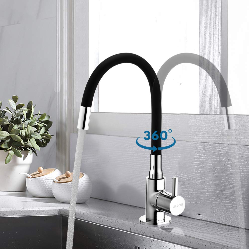 Flexible Water Tap Extender (Pack of 2) | Kitchen Tap Extension Faucet For Sink Extender Pipe - Black - Flexible Water Tap Extender Household Flexible Water Tap Extender (Pack of 2)