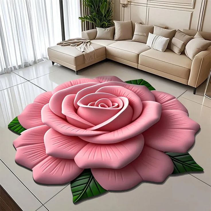 Floor Mat (Pack of 2) | Floor Carpet Living Room Rug Mat Sitting Area Flower 3d Mats - Handbags, Bags & Wallets - Floor Mat Luxury 3D Rose Flower Shape Floor Mat (Pack of 2)