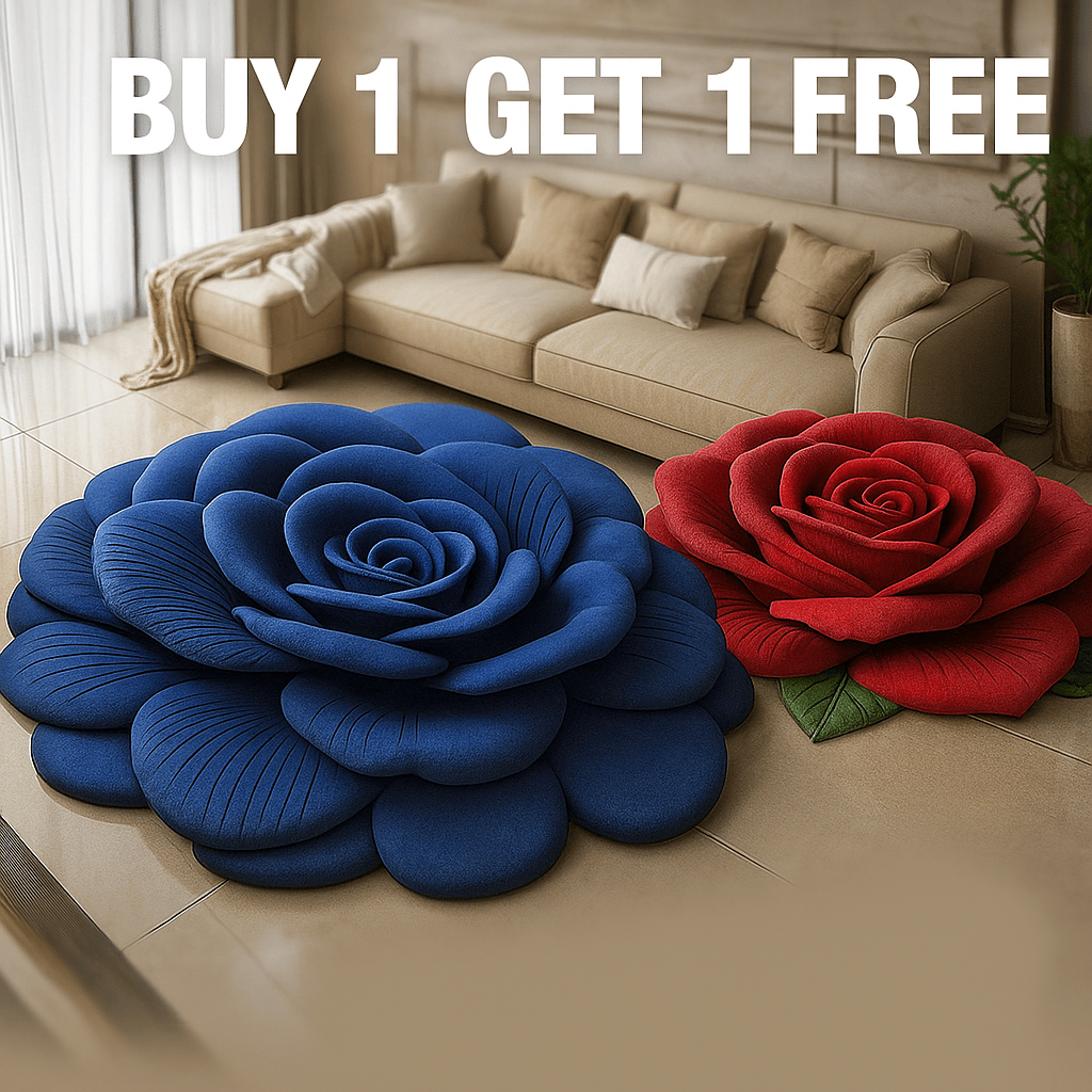 Floor Mat (Set of 2) | Floor Carpet Living Room Rug Mat Sitting Area Flower 3d Mats Handbags, Bags & Wallets Luxury 3D Rose Flower Shape Floor Mat (Set of 2)