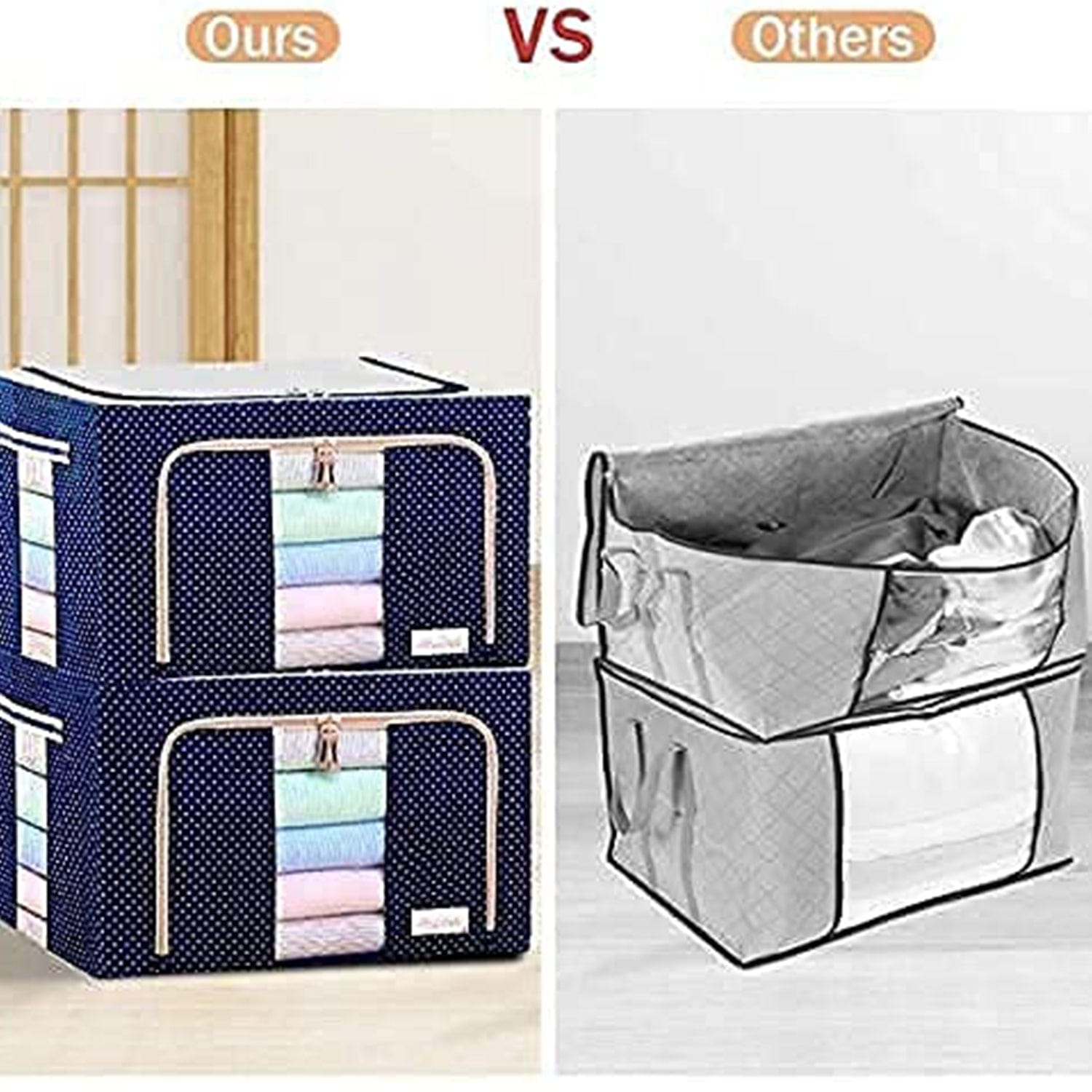 Foldable Steel Frame Clothes Organizer Bag | Storing Clothes Boxes Wardrobe Organiser  Home Improvement Foldable Steel Frame Clothes Organizer Bag