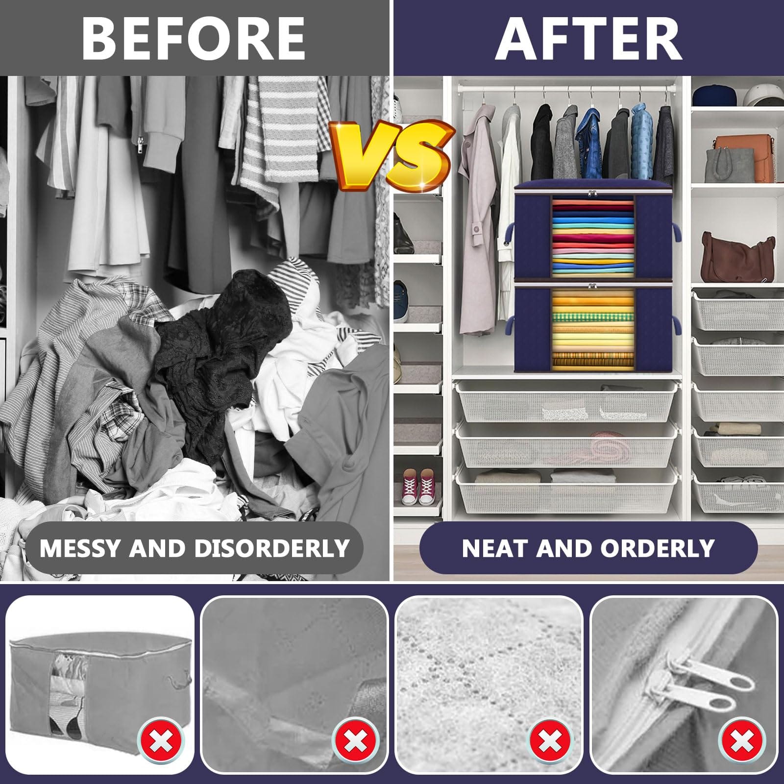 Foldable Steel Frame Clothes Organizer Bag | Storing Clothes Boxes Wardrobe Organiser  Home Improvement Foldable Steel Frame Clothes Organizer Bag