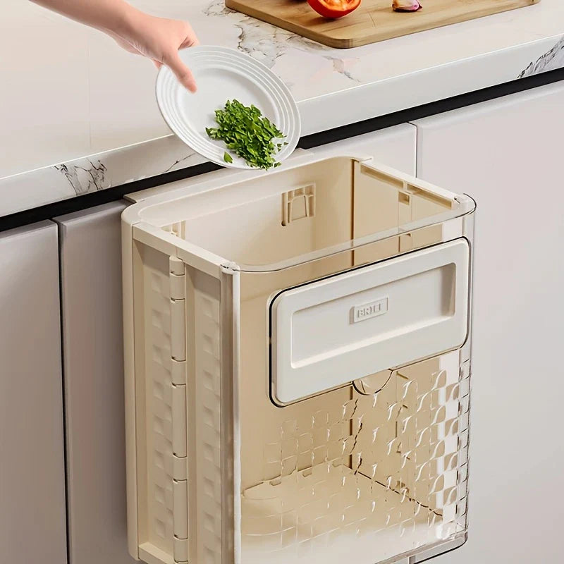 Foldable Wall Mounted Trash Can | Trash Can Bin For Kitchen And Bathroom Hanging Dustbins - Kitchenware - Foldable Wall Mounted Trash Can