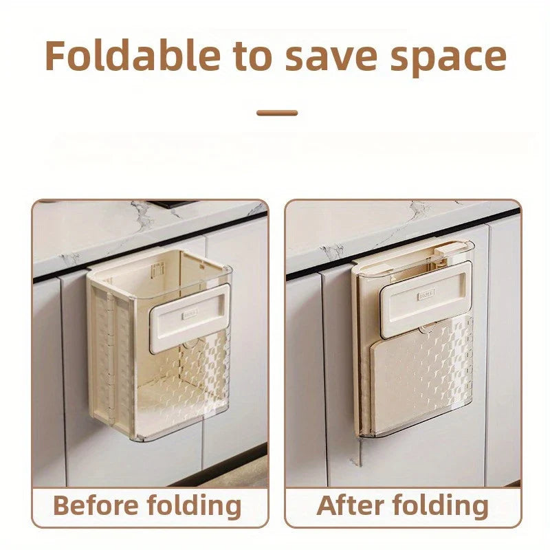 Foldable Wall Mounted Trash Can | Trash Can Bin For Kitchen And Bathroom Hanging Dustbins - Kitchenware - Foldable Wall Mounted Trash Can