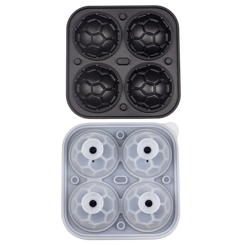 Football Shape Silicone Ice Mold | Ice Tray Cube Maker Tray Silicone Circle Cube Molds  Houseware & Kitchen Black / 4 Moulds Football Shape Silicone Ice Mold