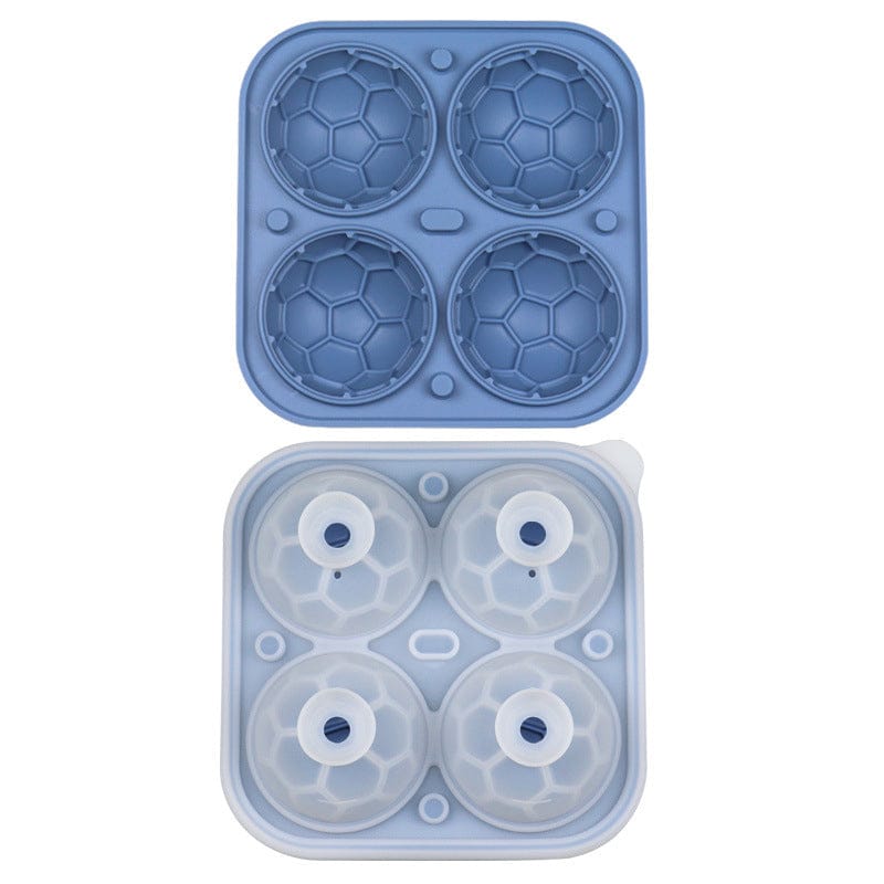 Football Shape Silicone Ice Mold | Ice Tray Cube Maker Tray Silicone Circle Cube Molds  Houseware & Kitchen Blue / 4 Moulds Football Shape Silicone Ice Mold