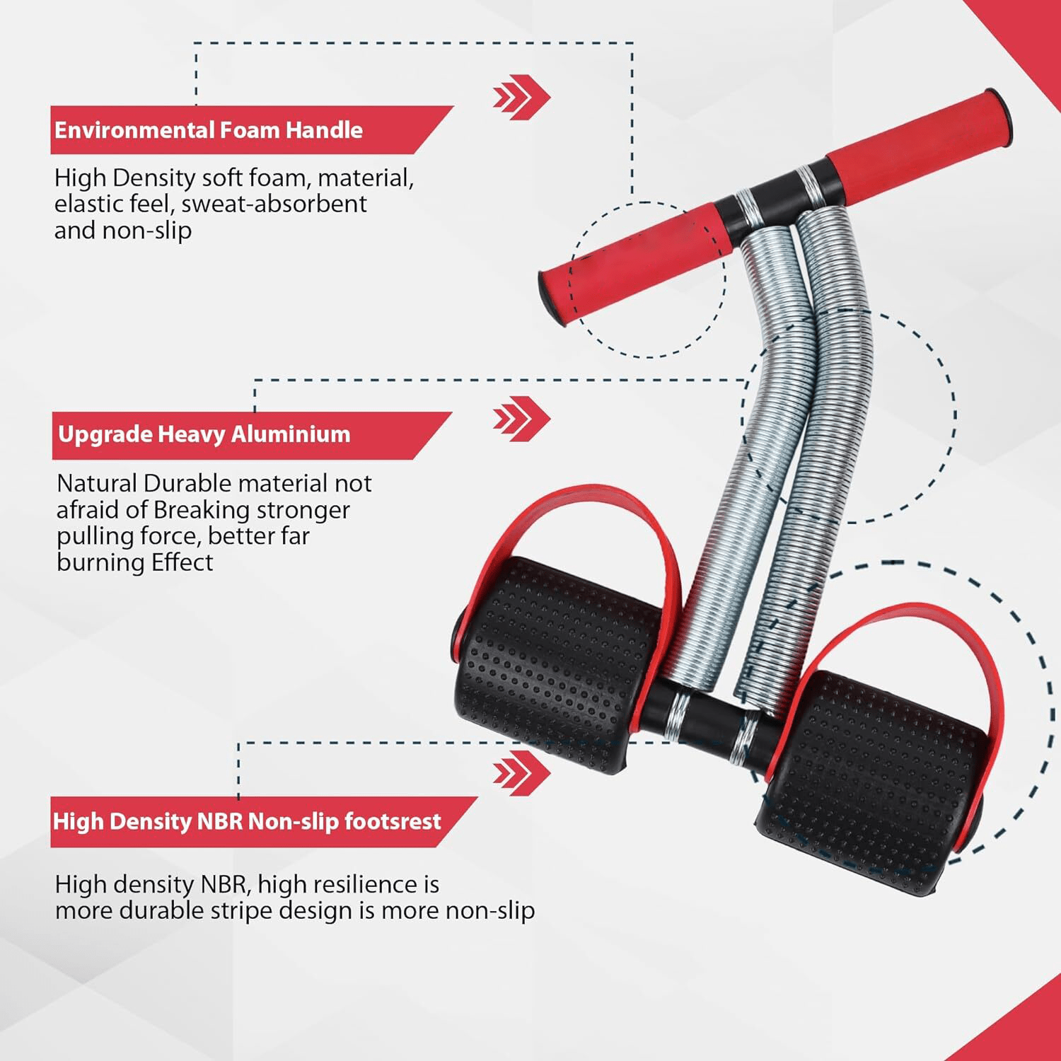 Gym Equipment Resistance Band Ab Exerciser Abdominal Workout -Fitness Tummy Trimmer Stomach Machine Double Spring Tummy Trimmer