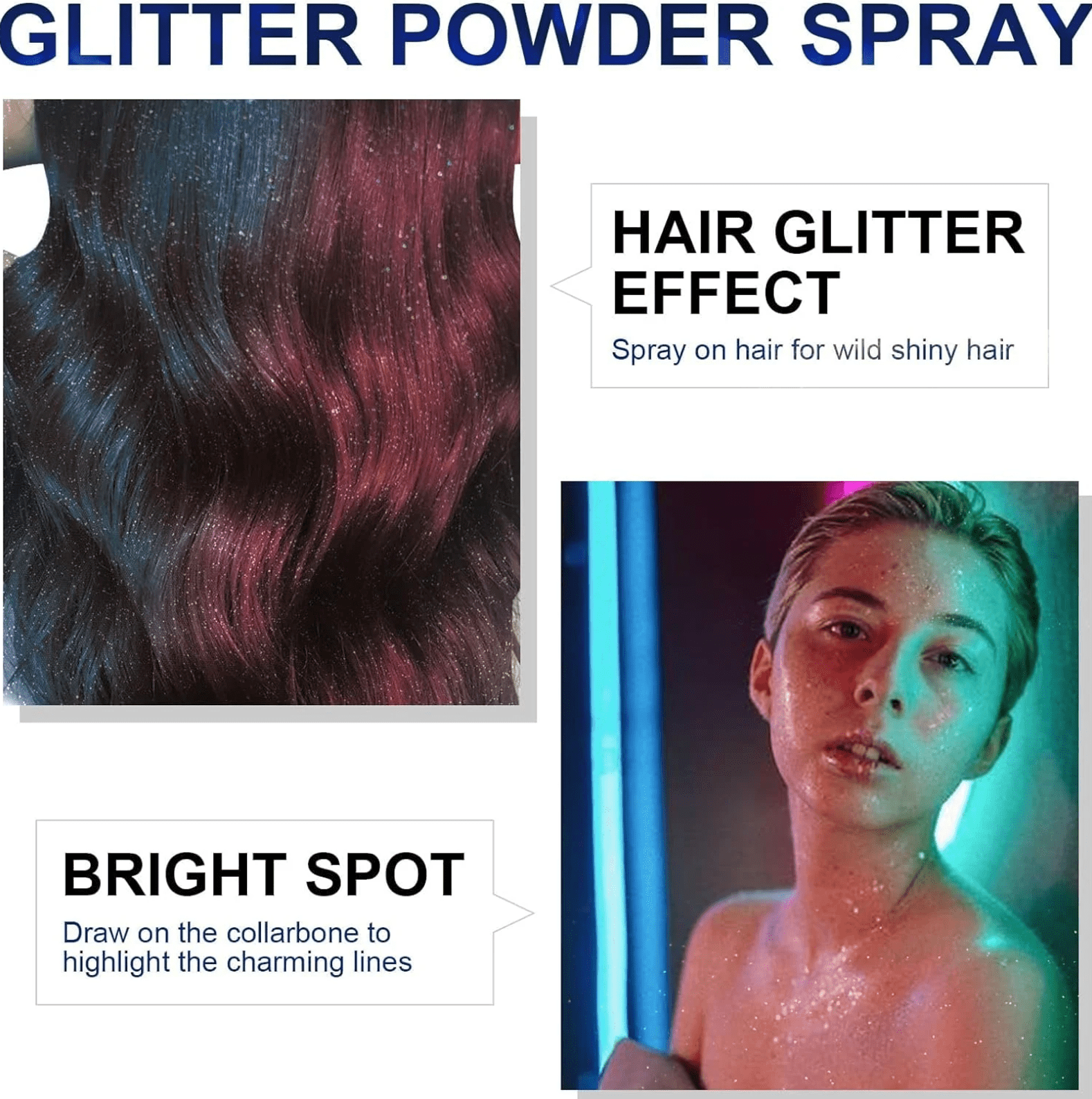 Hair and Body Glitter Color Spray ( Pack Of 2) | Hair Glitter Body Spray Hair Shimmer Shine Spray Cosmetic Hair and Body Glitter Color Spray (Pack Of 2)