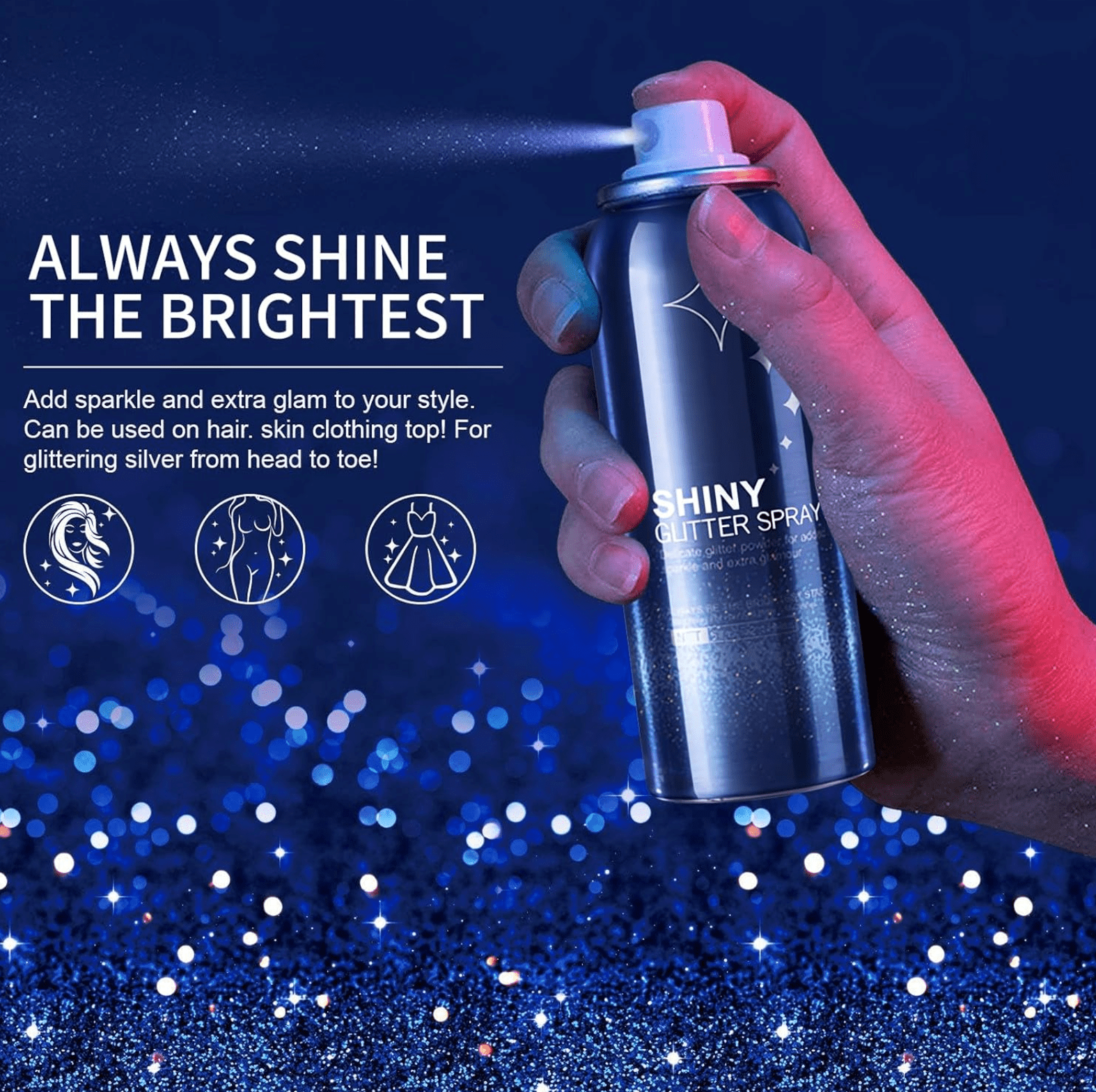 Hair and Body Glitter Color Spray ( Pack Of 2) | Hair Glitter Body Spray Hair Shimmer Shine Spray Cosmetic Hair and Body Glitter Color Spray (Pack Of 2)