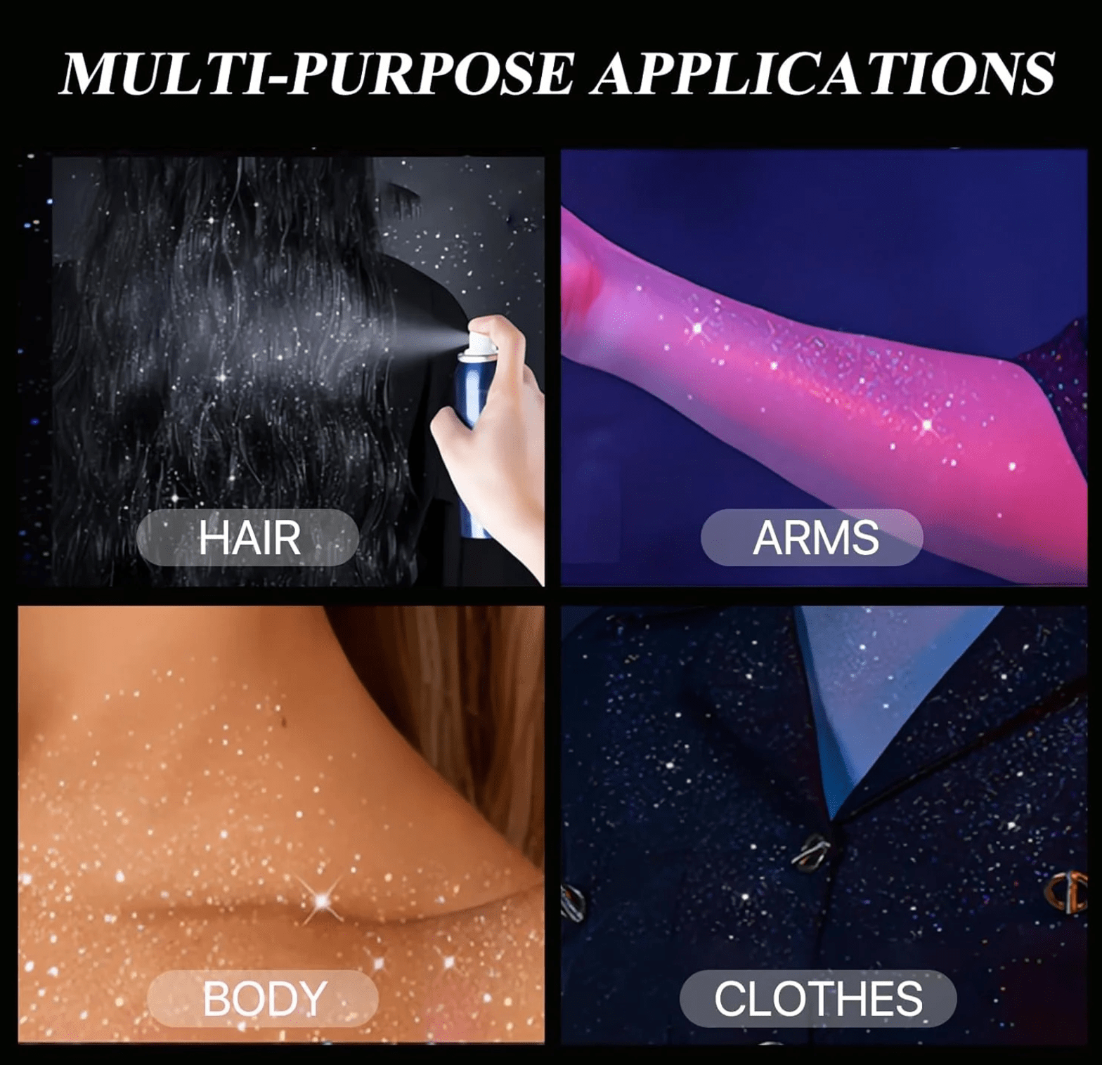 Hair and Body Glitter Color Spray ( Pack Of 2) | Hair Glitter Body Spray Hair Shimmer Shine Spray Cosmetic Hair and Body Glitter Color Spray (Pack Of 2)