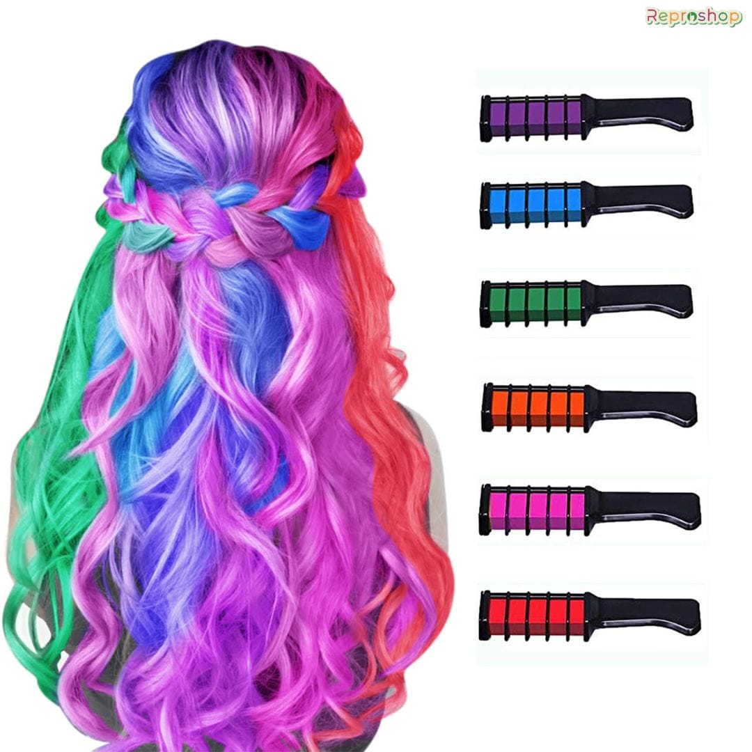 Hair Color Highlights Brush Natural Hair Colorured Comb - Hair Chalk Comb Hair Chalk Comb (Pack of 6)