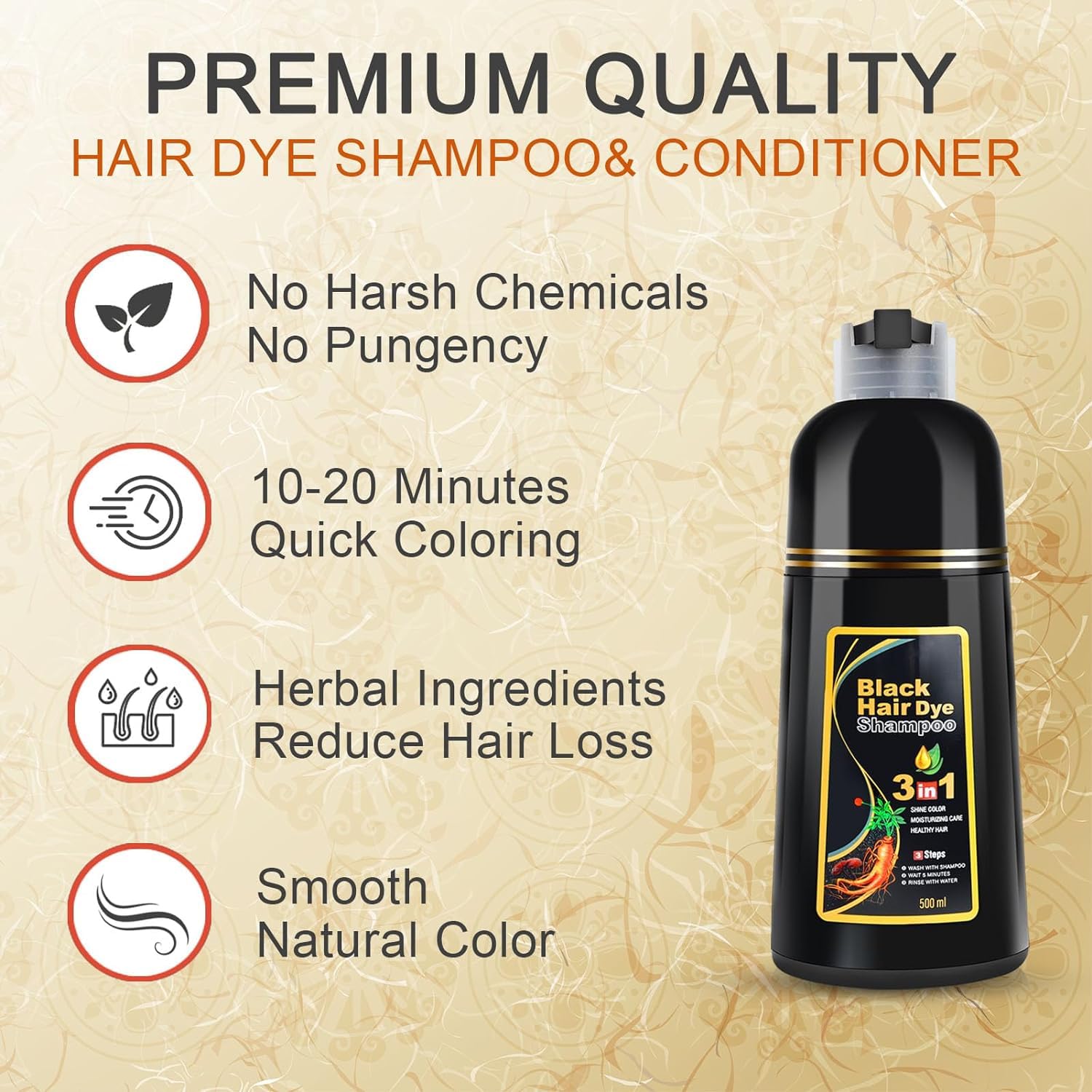 Hair Colour Mild Shampoo Hair Dye Conditioner Colour Shampoo- 3 in 1 Black Hair Dye Shampoo 3 In 1 Black Hair Dye Shampoo (Pack of 2)