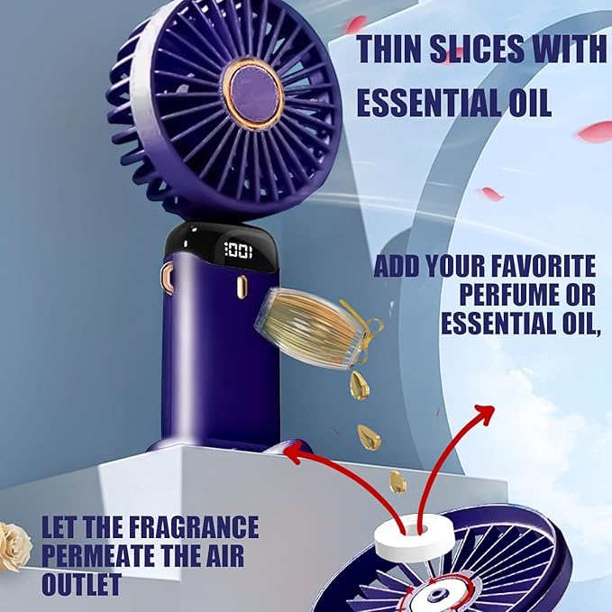 Handheld Fan | Hand Mini Fan Battery Rechargeable Portable Miniature Handheld Fan - Handheld Fan Powerful Handheld Fan with Display