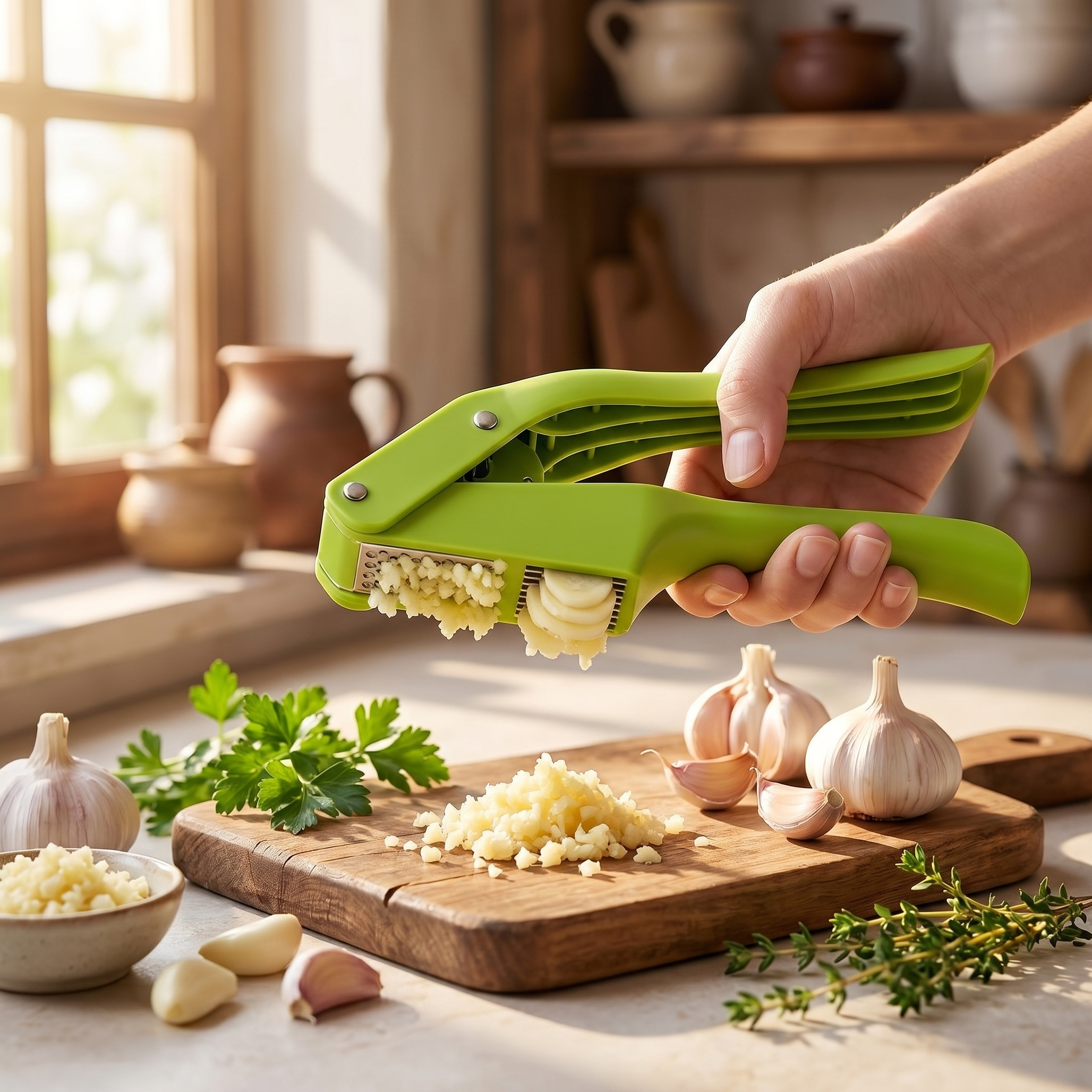 2 in 1 Stainless Steel Garlic Press & Mincer