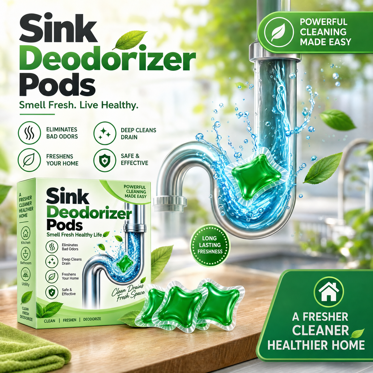 Sink Deodorizer Pods (Pack of 50)