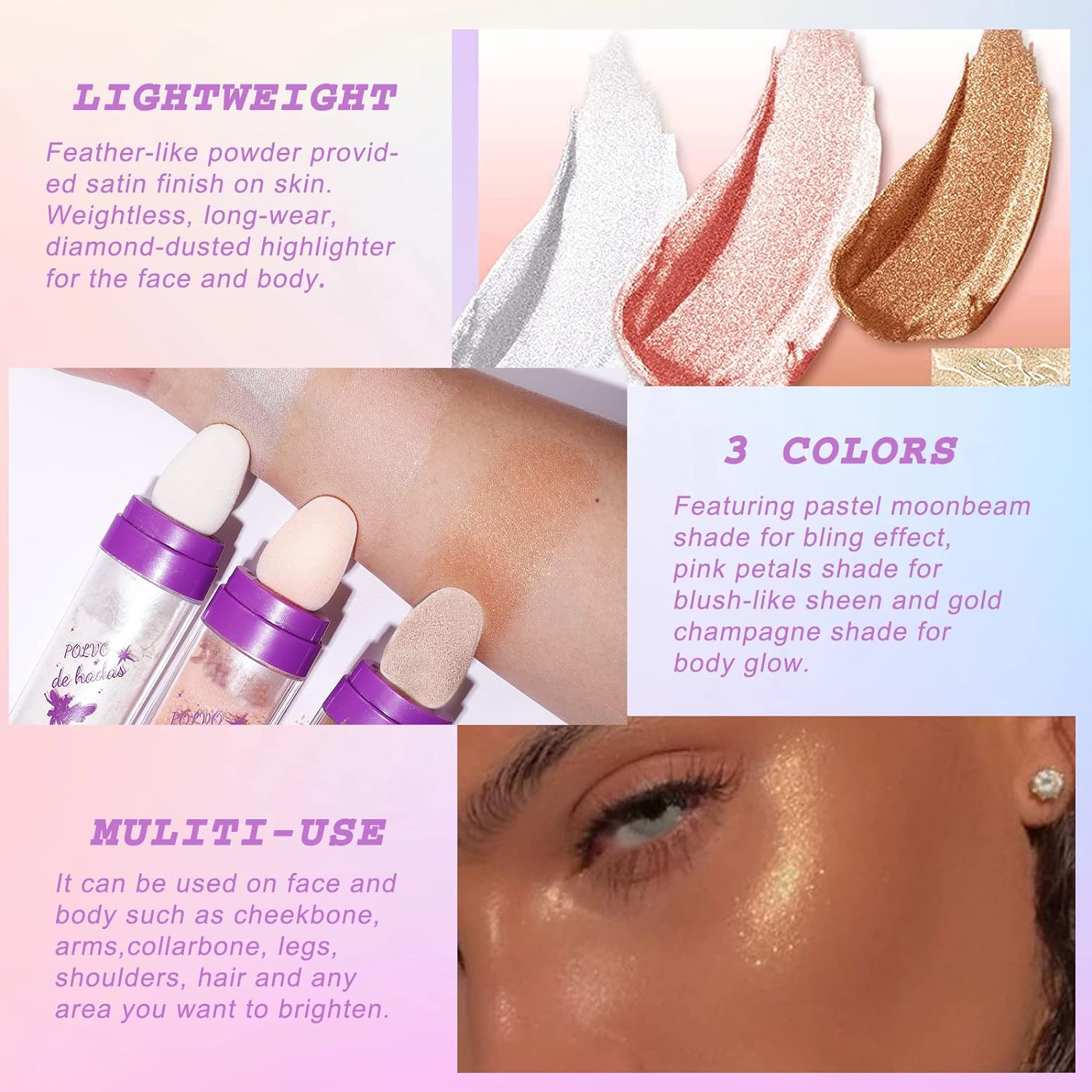 Highlighter Makeup Cosmetics Stick Makeup Powder Glitter Highlighter Makeup Glitter Highlighter Stick