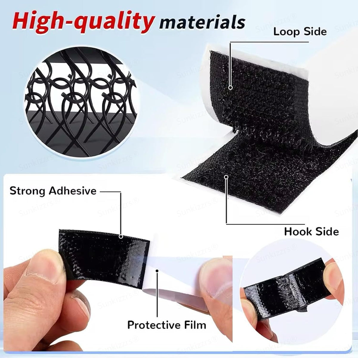 Hook & Loop Adhesive Tape | Velcro Tape Adhesive Double Sided Strips Waterproof Fabric Sticky Tape Hook & Loop Adhesive Tape