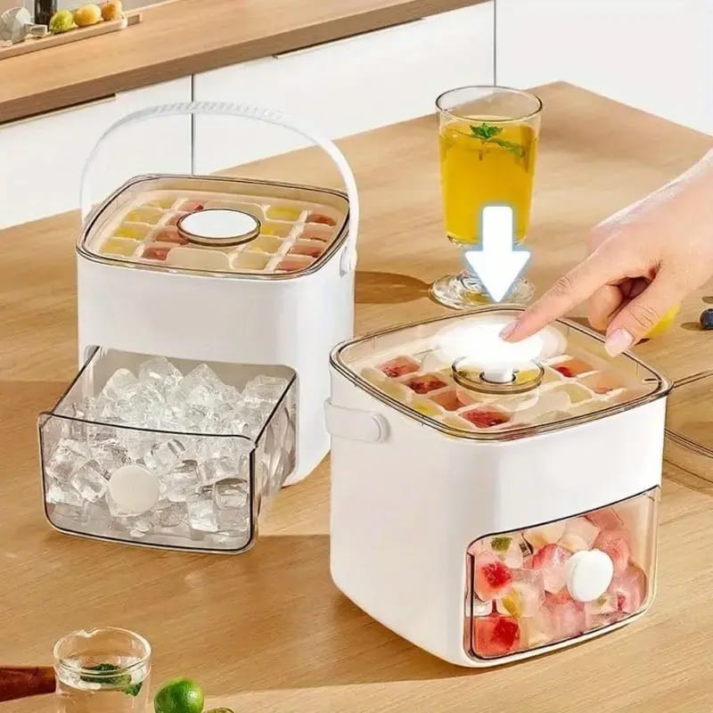 Ice Cube Tray with Storage Box | Ice Box Maker Freezer Box Cooler Potable Home mini Ice Pop Ice Cube Tray with Storage Box