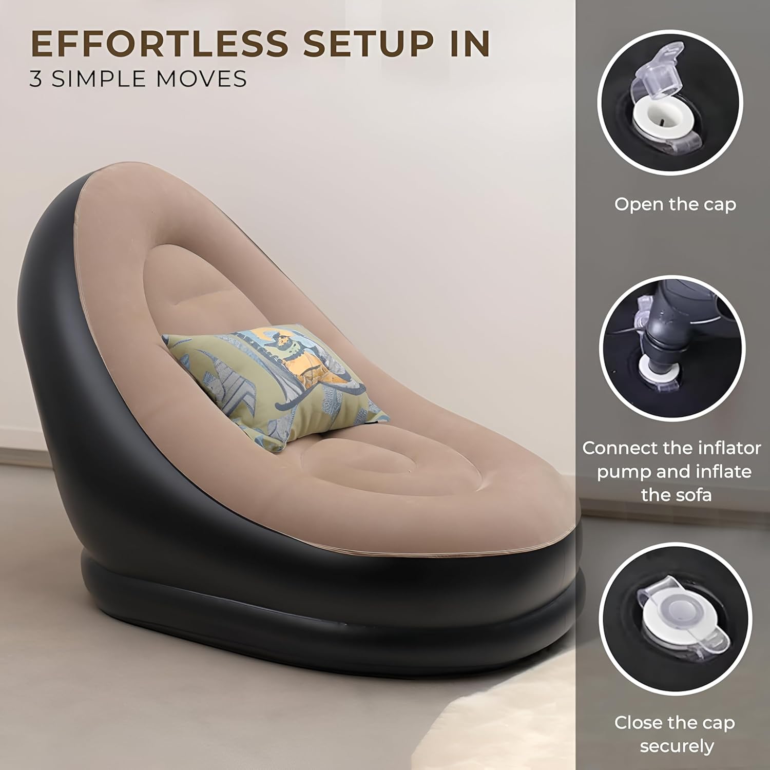 Inflatable Air Sofa with Pump | Air Sofa Bed Couch Chair Reclining Living Room Set - Inflatable Air Sofa with Pump