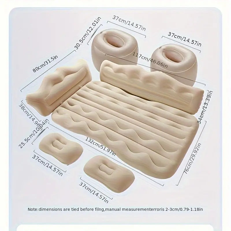 Inflatable Car Travel Bed  | Inflatable Bed Air Car Mattress Cushion Airwave Bedding For Car - car and bike accessories - Inflatable Car Travel Bed