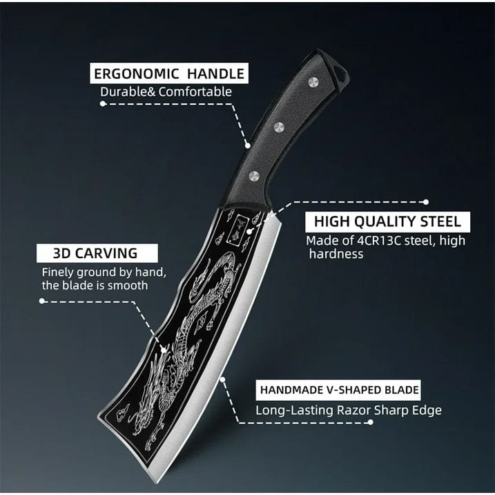 Japanese Dragon Slicer Knife | Dragon Knife Hand Made Steel Forged Titanium Japenese Knife Japanese Dragon Slicer Knife