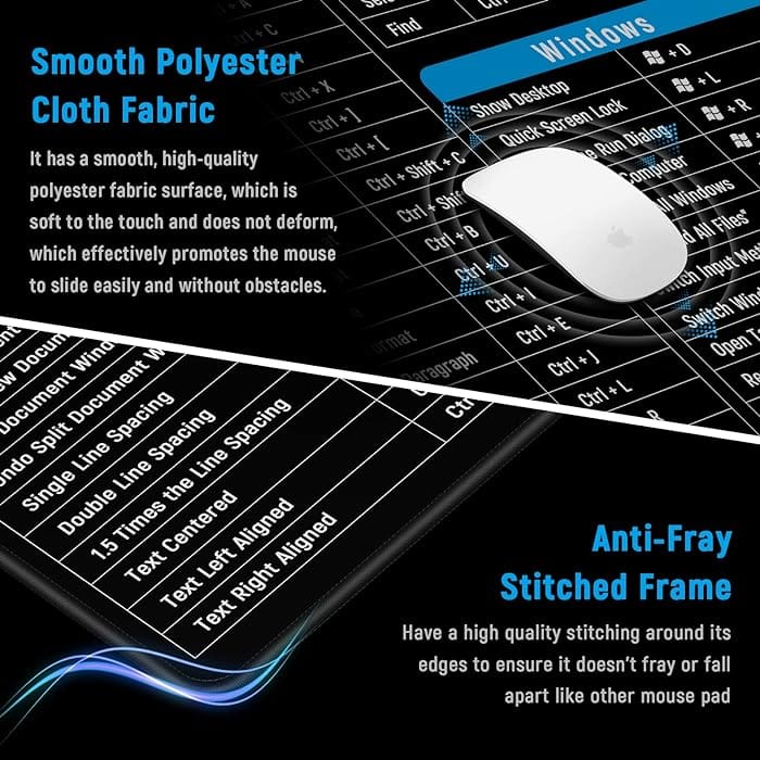 Keyboard Shortcut Keys Mouse pads Keyboard Key Gaming Pad - Anti-slip Keyboard Mouse Pad Anti-slip Keyboard Mouse Pad