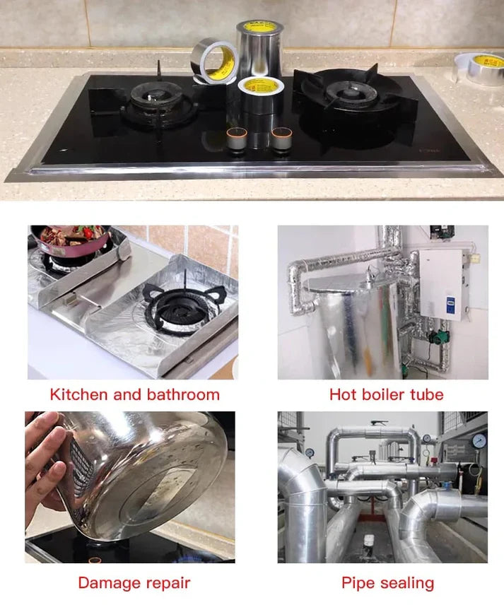 Kitchen Oil-proof and fireproof Stickers | Waterproof Tape Insulation Duck Tape Rubber Heat Resistant Tape - Plain / Pack of 1 Roll - Kitchen Oil-proof and fireproof Stickers
