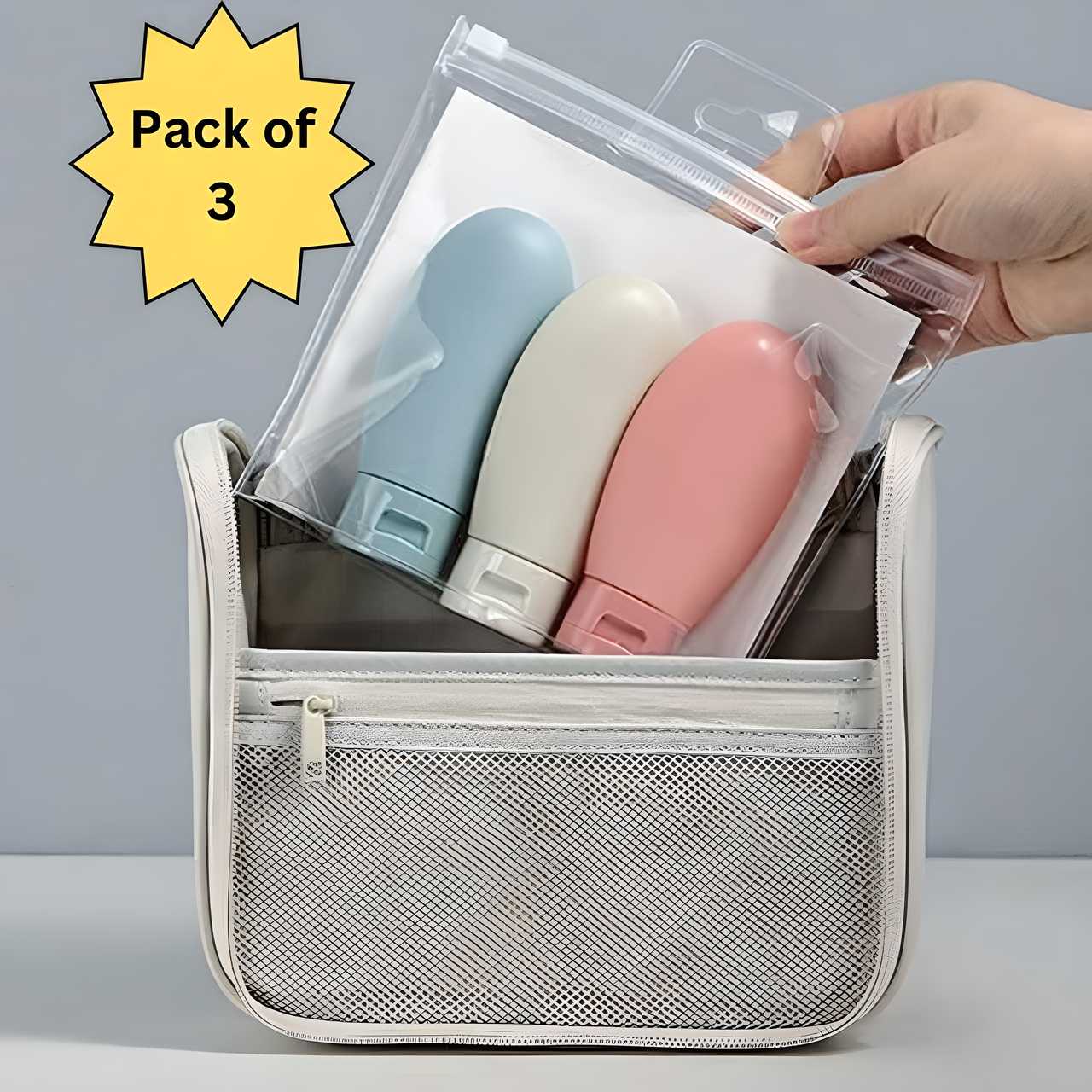 Leakproof Travel Bottles (Pack of 3) | Travel Bottles Essentials Kit Portable Accessories For Travelling - Leakproof Travel Bottles (Pack of 3)