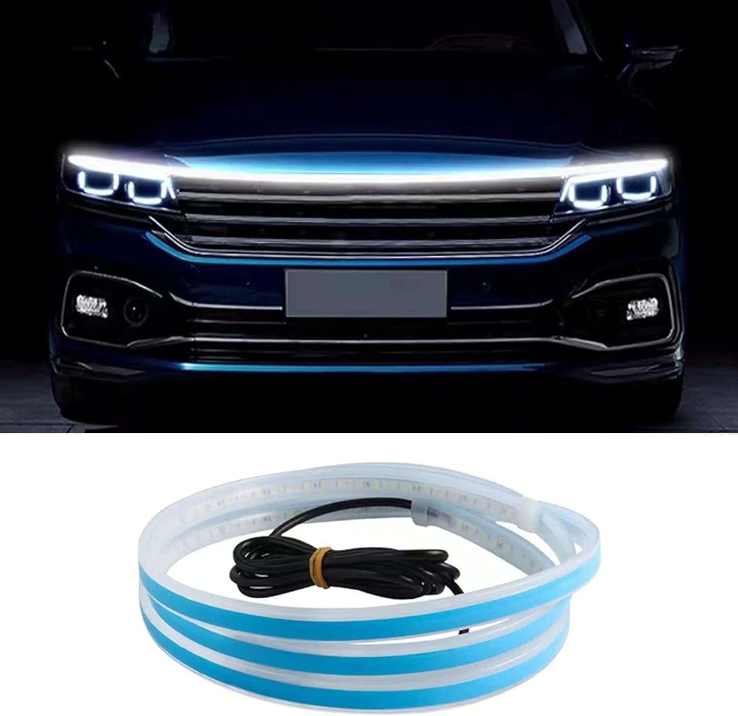 Led Light Neon Strip Lights Rgb Cob Lighting Decoration Ambient Lights - Universal Flexible Car Led Hood Strip Lights (White Light) Car Led Hood Strip Lights
