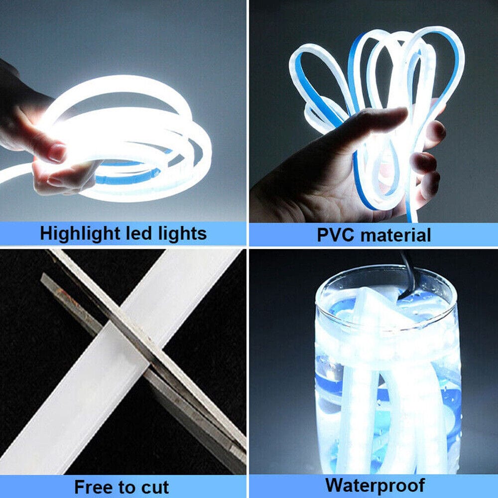 Led Light Neon Strip Lights Rgb Cob Lighting Decoration Ambient Lights - Universal Flexible Car Led Hood Strip Lights (White Light) Car Led Hood Strip Lights