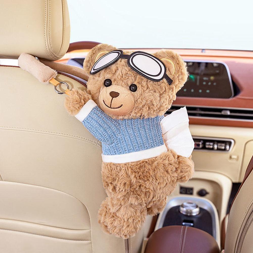 Plush Bear Tissue Holder with Trash Can