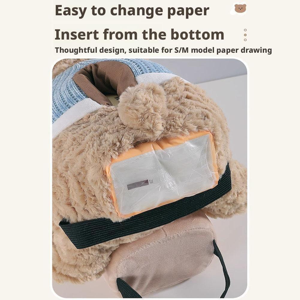 Plush Bear Tissue Holder with Trash Can
