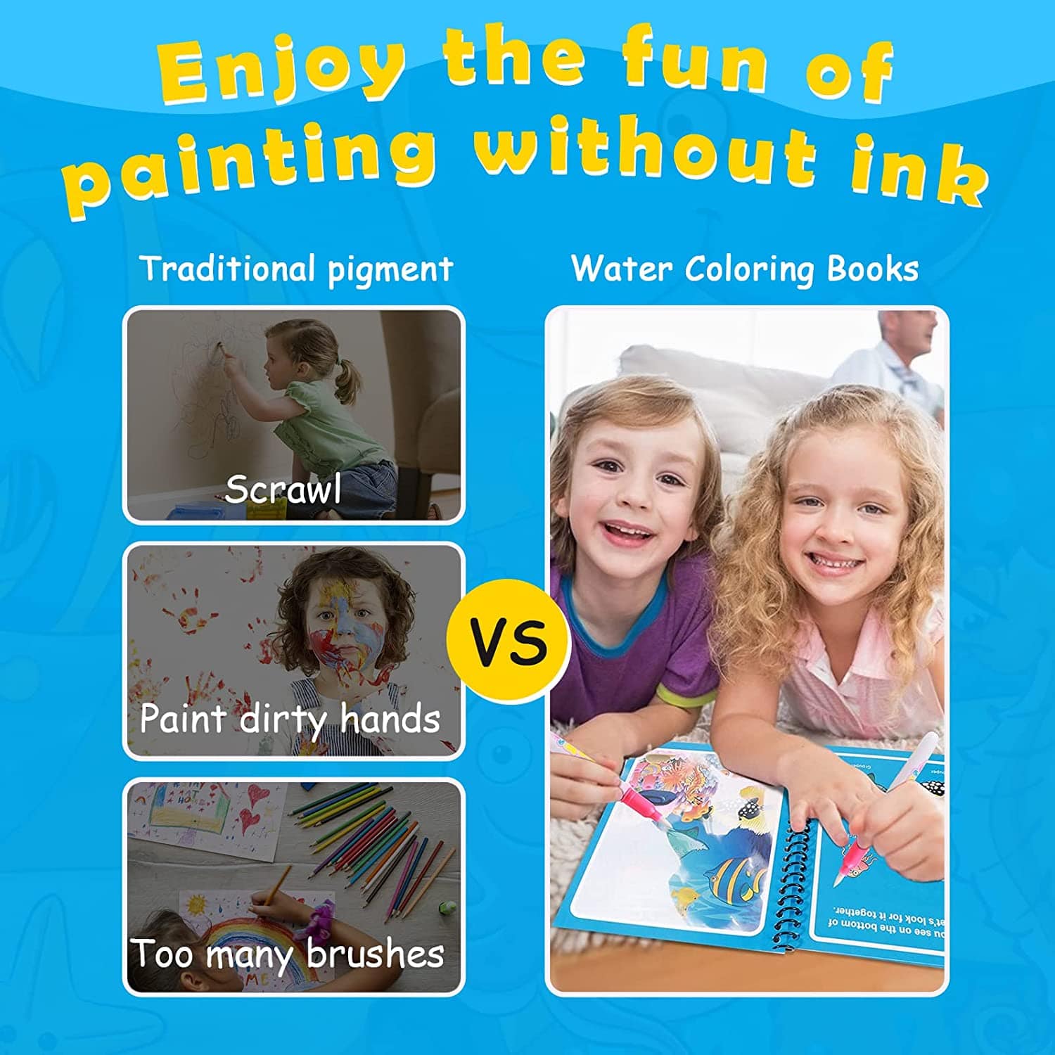 Magical Water Drawing Book (Set of 4) | Doodling Art Magic Water Book Coloring Draw Pages Book Magic Magical Water Drawing Book (Set of 4)