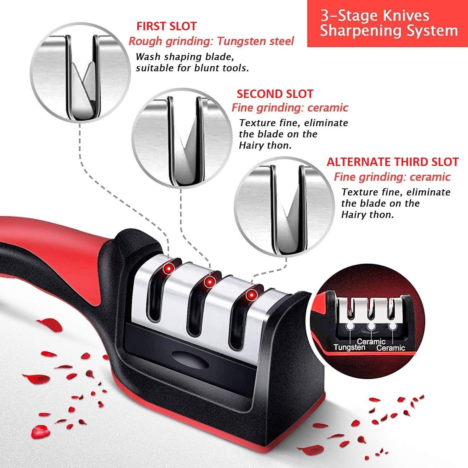 Manual Knife Sharpener | Manual Red Knife Sharpener Sharpening Tool For Ceramic Steel Knife - Manual Knife Sharpener