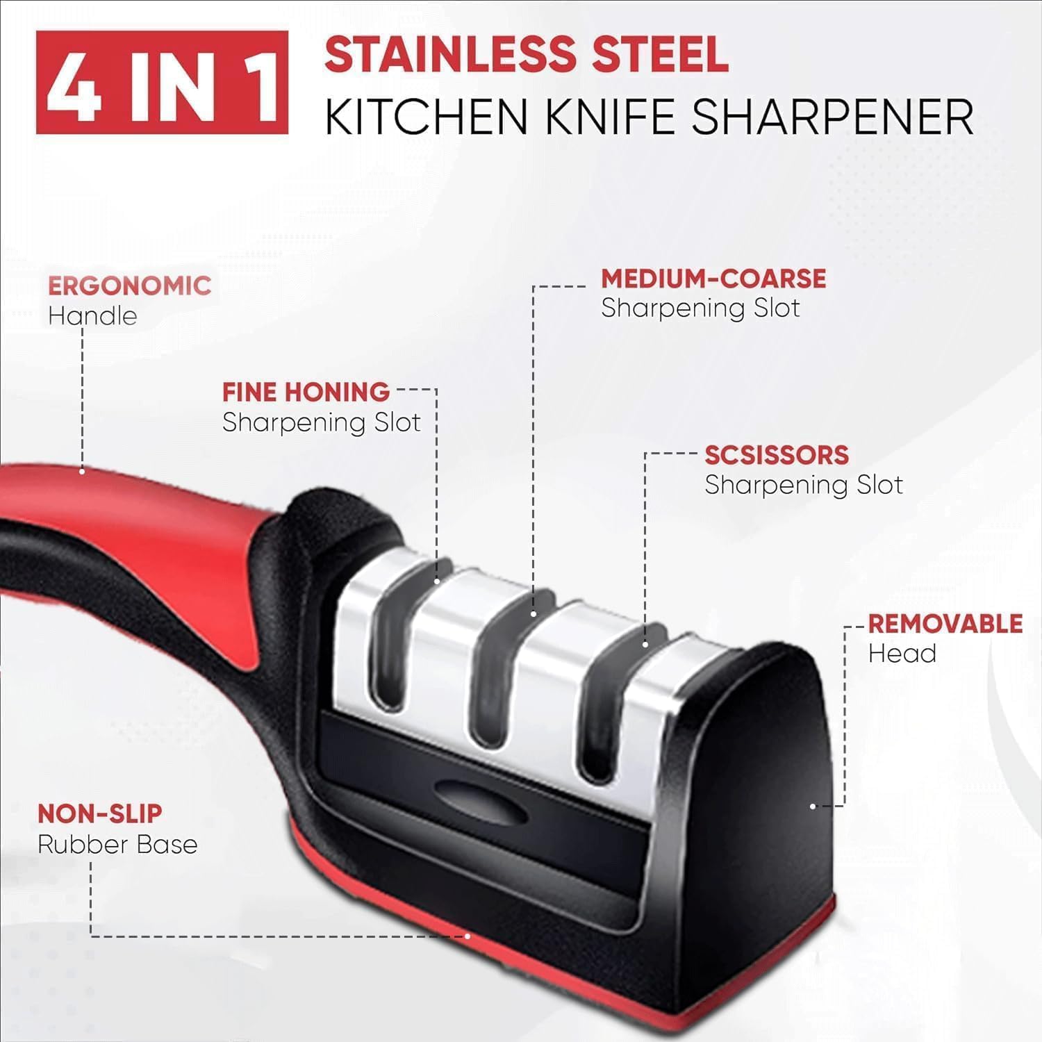 Manual Knife Sharpener | Manual Red Knife Sharpener Sharpening Tool For Ceramic Steel Knife - Manual Knife Sharpener