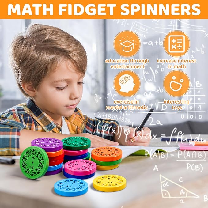 Maths Fidget Spinners (Pack of 2) | Fidget Spinner Toys Spin Toy Sensory Fidget Math Toys Set - Maths Fidget Spinners (Pack of 2)
