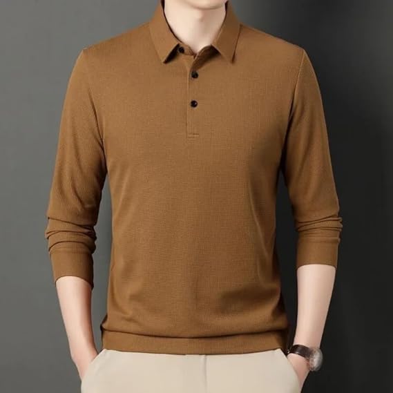 Men's Solid Long Sleeve T-shirt With Lapel (pack Of 4) | Polo T shirts For Men Tee Shirts Full Sleeve Cotton Tshirts - S - Men's Solid Long Sleeve T-shirt With Lapel (pack Of 4)