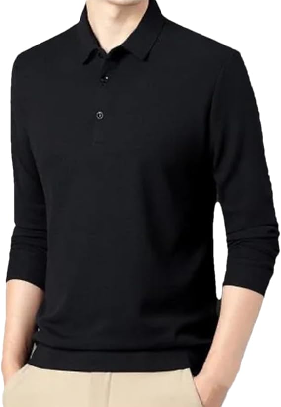 Men's Solid Long Sleeve T-shirt With Lapel (pack Of 4) | Polo T shirts For Men Tee Shirts Full Sleeve Cotton Tshirts - S - Men's Solid Long Sleeve T-shirt With Lapel (pack Of 4)