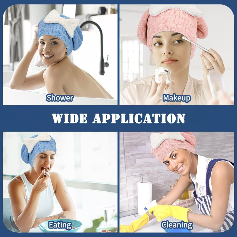 Microfiber Hair Towel Cap (Set of 2) | Blow Drying Hair Towel Microfibre Hair Cap Scarf Wrapped Towels Microfiber Hair Towel Cap (Set of 2)