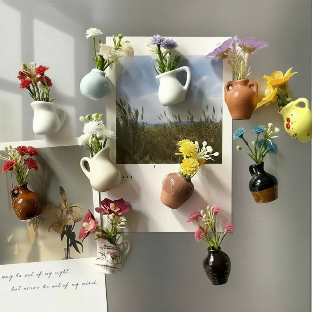 Mini Flower Vase Fridge Magnets | HomeDecor For Refrigirators Ceramic Vase Home Mini Flower Vase Fridge Magnets