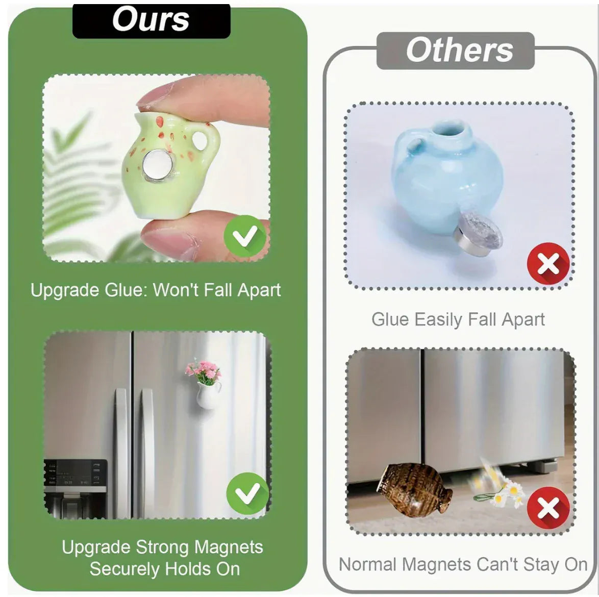 Mini Flower Vase Fridge Magnets | HomeDecor For Refrigirators Ceramic Vase Home Mini Flower Vase Fridge Magnets