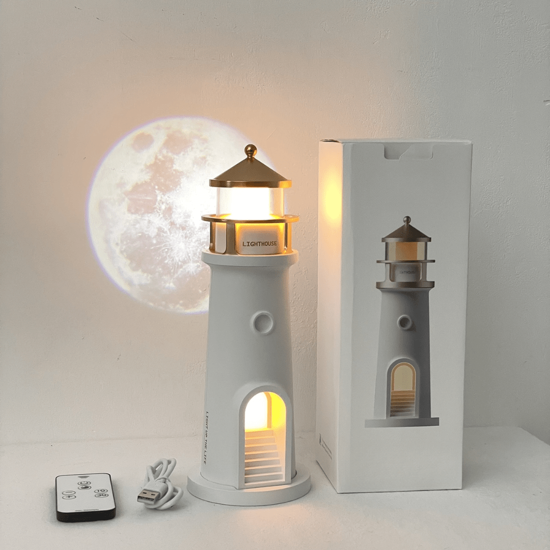 Moon Lamp Projector Lighthouse | Night Light Table Lights House Moonlight Home Decor Moon Lamp Projector Lighthouse