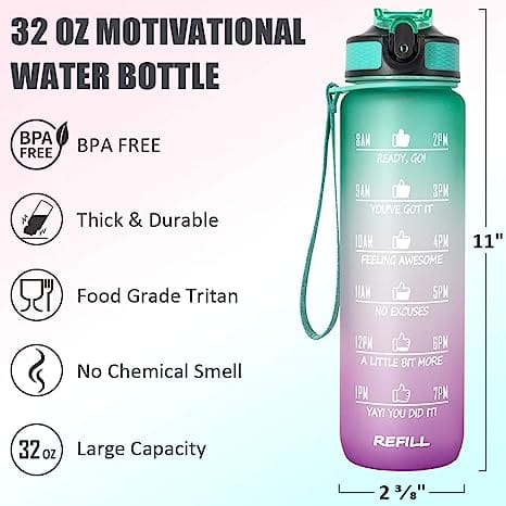 Motivational Water Bottle | Water Bottles 2 Litre Stainless Steel Drinking Bottle Gym Sipper Travel Motivational Water Bottle