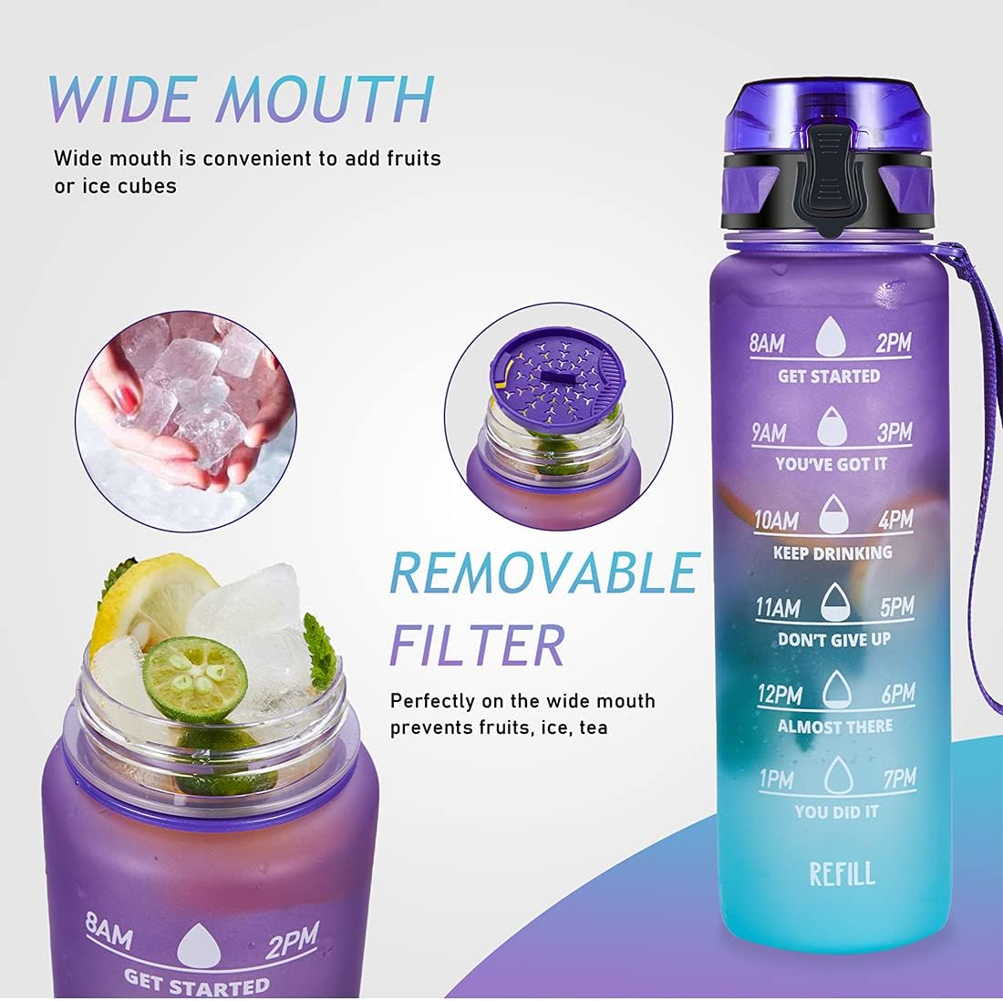 Motivational Water Bottle | Water Bottles 2 Litre Stainless Steel Drinking Bottle Gym Sipper Travel Motivational Water Bottle